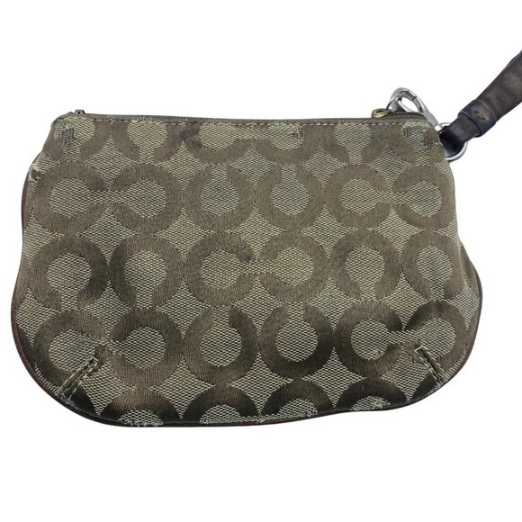 Coach Signature Metallic Bronze Gold Logo Monogram Clutch Wristlet 7" x 5" FLAWS - Picture 6 of 6